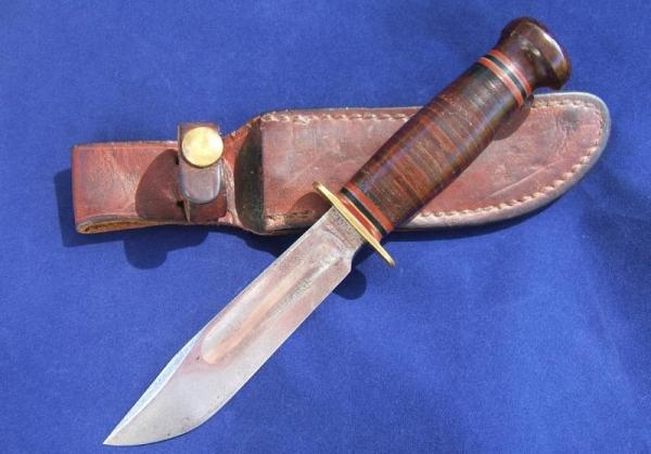 MARBLE'S IDEAL KNIFE, Leather Handle, Bakelite Pommel, 4 7/8 MARBLE'S IDEAL KNIFE, Leather Handle, Bakelite Pommel, 4 7/8