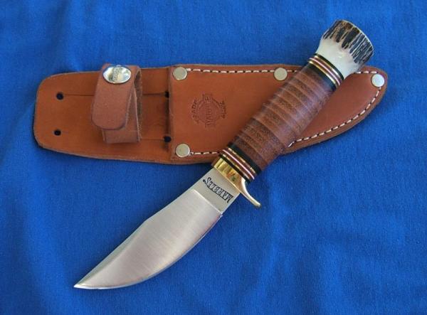 MARBLE'S FIELDCRAFT KNIFE, Leather Handle/Stag Pommel