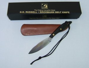 GROHMANN #1 CANADIAN BELT KNIFE, Black Micarta Handle, Regular Grind, Carbon Steel