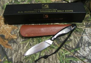 GROHMANN #1 CANADIAN BELT KNIFE, Black Micarta Handle, Flat Grind, Carbon Steel