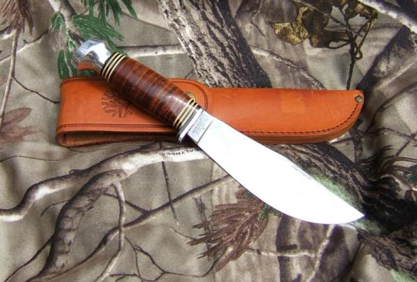VINTAGE BOKER KNIFE, Mdl 159, Stacked Leather Handle, Very Nice VINTAGE BOKER KNIFE, Mdl 159, Stacked Leather Handle, Very Nice