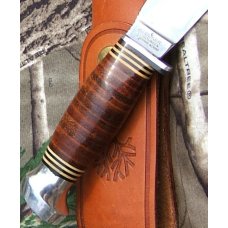VINTAGE BOKER KNIFE, Mdl 159, Stacked Leather Handle, Very Nice VINTAGE BOKER KNIFE, Mdl 159, Stacked Leather Handle, Very Nice