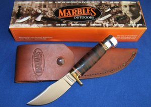 MARBLE'S FIELDCRAFT KNIFE, Leather Handle, Aluminum Pommel