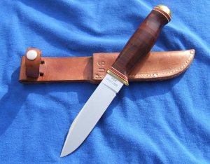ONTARIO KNIFE COMPANY US NAVY MARK I KNIFE, Leather Handle