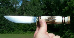 MARBLES PLAINSMAN STAG ON STAG HUNTER / WITH SHEATH / GLADSTONE MICHIGAN USA