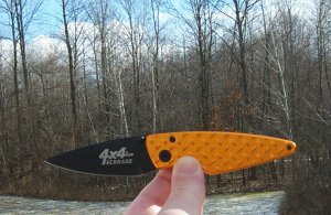 SCHRADE 4 X 4 LINER LOCK- W/ GOLD FINISH ALUMINUM DIAMOND SCALES & FREE SHIPPING !!!