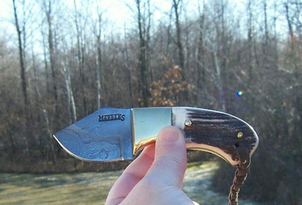 MARBLES STAG DAMASCUS SKINNER-CAPER- W/ SHEATH - NEW IN BOX
