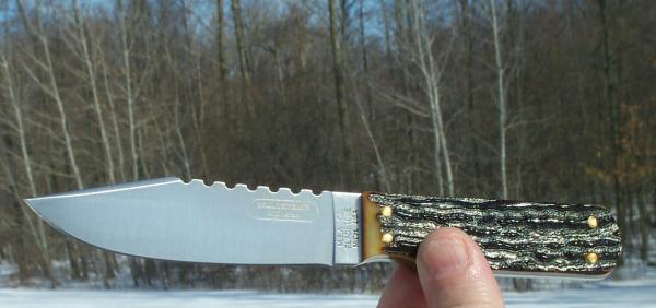 MARBLES CUSTOM DALL DEWEESE PATTERN BONE HANDLE HUNTER W/ TUBE SHEATH - UNIQUE & SCARCE !!!
