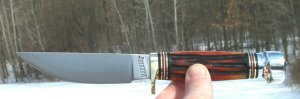 MARBLES PLAINSMAN W/ JIGGED AUTUMN - RED BONE SCALES - W/SHEATH - IN BOX - BEAUTIFUL HUNTING KNIFE !
