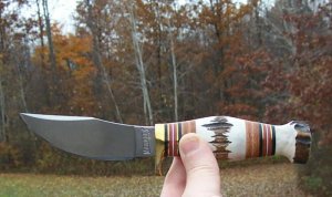 MARBLES GLADSTONE, MICH, CUSTOM STAG/STAG W/ LEATHER FIELDCRAFT W/ SHEATH - NIB - FAT STAG !!! NICE 