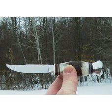 VINTAGE GERMAN KISSING CRANE STAG - 2 KNIFE- PIGGYBACK SET - W/ SHEATH - UNUSED - VERY NICE !!!