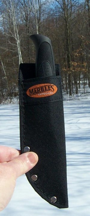 MARBLES SPORT DROP POINT HUNTER - W/ KRATON SAFE GRIP HANDLE  - W/ SHEATH - BOBCAT BOX - OLD STOCK !