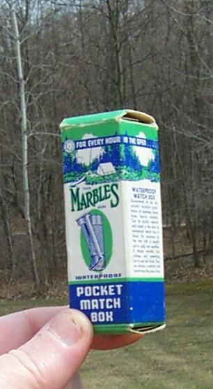 VINTAGE / ANTIQUE MARBLES WATERPROOF MATCH BOX - 6th MODEL - GLADSTONE, MICH. U.S.A. PAT'D 1900