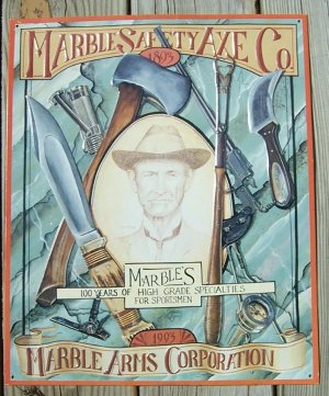 MARBLES 1893 - 1993 FULL COLOR ADVERTISING TIN - IDEAL - COMPASS - GAMEGETTER GUN - ETC. REAL COOL !