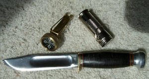 MARBLE'S 3 PIECE GIFT SET - VINTAGE IDEAL - TUBE SHEATH -  LONG TANG COMPASS - WATERPROOF MATCH BOX