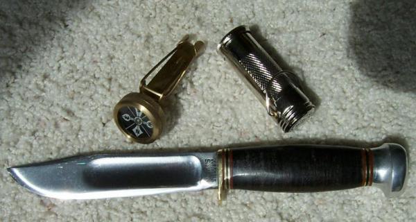 MARBLE'S 3 PIECE GIFT SET - VINTAGE IDEAL - TUBE SHEATH - LONG TANG COMPASS - WATERPROOF MATCH BOX MARBLE'S 3 PIECE GIFT SET - VINTAGE IDEAL - TUBE SHEATH - LONG TANG COMPASS - WATERPROOF MATCH BOX