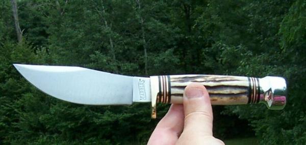 MARBLES STAG / ALUMNIUM - WOODCRAFT - NIB - W/ LEATHER SHEATH - GLADSTONE MICH. MADE - NICE STAG !!!