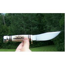 MARBLES STAG / ALUMNIUM - WOODCRAFT - NIB - W/ LEATHER SHEATH - GLADSTONE MICH. MADE - NICE STAG !!!