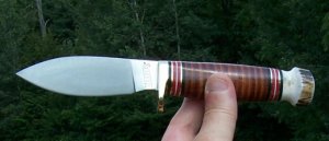 MARBLES SPORT DROP POINT HUNTER - W/ STACKED LEATHER & STAG POMMEL HANDLE W/ SHEATH - NIB NICE !!   