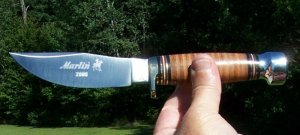 MARBLE'S WOODCRAFT MARLIN SPECIAL EDITION W/ STACKED LEATHER HANDLE-NIB-W/ SHEATH GLADSTONE MI NICE!