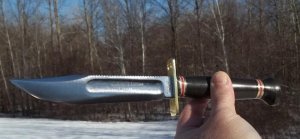 MARBLE'S ORIGINAL PILOT SURVIVAL KNIFE W/ SHEATH - 3 LINE LOWER CASE STAMP-VINTAGE BLADE- RARE-NICE!