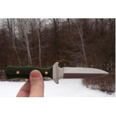 MARBLES BOOT KNIFE-GREEN BONE SCALES-W/ LEATHER BOOT KNIFE SHEATH-NIB-VERY UNIQUE !!!