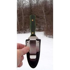 MARBLES BOOT KNIFE-GREEN BONE SCALES-W/ LEATHER BOOT KNIFE SHEATH-NIB-VERY UNIQUE !!!