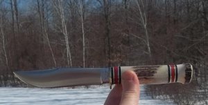  MARBLE'S STAG/STAG EXPERT-2 - W/ SHEATH-3 LINE LOWER CASE STAMP-VINTAGE BLADE-SUPER NICE!