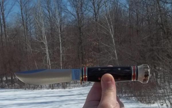 MARBLE'S 1970-2000 CAMPCRAFT-BUFFALO HORN / STAG-4 PIN CONSTRUCTION-W/SHEATH-BOBCAT BOX-BEAUTIFULL!! MARBLE'S 1970-2000 CAMPCRAFT-BUFFALO HORN / STAG-4 PIN CONSTRUCTION-W/SHEATH-BOBCAT BOX-BEAUTIFULL!!
