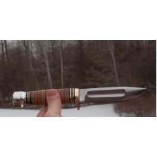 MARBLE'S IDEAL W/ STACKED LEATHER HANDLE- W/SHEATH- NIB-GLADSTONE MICH. AN AMERICAN ICON -NICE !!! MARBLE'S IDEAL W/ STACKED LEATHER HANDLE- W/SHEATH- NIB-GLADSTONE MICH. AN AMERICAN ICON -NICE !!!