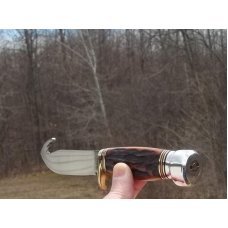 MARBLE'S GLADSTONE MICH. USA - AUTUM JIGGED BONE GUTHOOK HUNTER W/ SHEATH - NIB - 2002 - UNIQUE !!! MARBLE'S GLADSTONE MICH. USA - AUTUM JIGGED BONE GUTHOOK HUNTER W/ SHEATH - NIB - 2002 - UNIQUE !!!