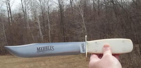 HUGE MARBLE'S GLADSTONE MICH COWBOY TRAILMAKER W/ 4 PIN BONE SCALES - W/ SHEATH - NIB - AWESOME !!!