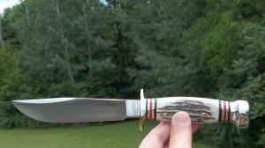  MARBLE'S STAG/ALUM EXPERT 2- W/SHEATH- DOUBLE HILT-GLADSTONE MICH.-52/100 STEEL 4 PIN CONSTRUCTION