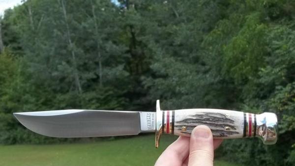 MARBLE'S STAG/ALUM EXPERT 2- W/SHEATH- DOUBLE HILT-GLADSTONE MICH.-52/100 STEEL 4 PIN CONSTRUCTION MARBLE'S STAG/ALUM EXPERT 2- W/SHEATH- DOUBLE HILT-GLADSTONE MICH.-52/100 STEEL 4 PIN CONSTRUCTION