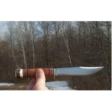 MARBLE'S STACKED LEATHER/STAG EXPERT- W/ SHEATH-3 LINE LOWER CASE STAMP-VINTAGE BLADE-SUPER NICE! MARBLE'S STACKED LEATHER/STAG EXPERT- W/ SHEATH-3 LINE LOWER CASE STAMP-VINTAGE BLADE-SUPER NICE!