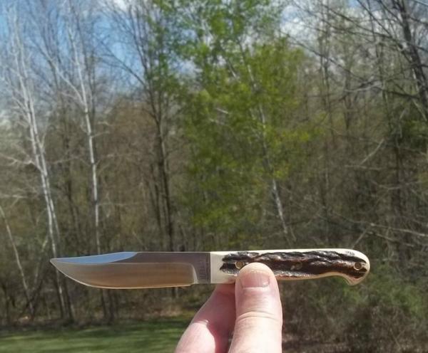 MARBLE'S PINNED STAG - MINI SPECIAL HUNTER- W/ SHEATH- OLD PATTERN FROM 1904-STEWART ERA REMAKE !!! MARBLE'S PINNED STAG - MINI SPECIAL HUNTER- W/ SHEATH- OLD PATTERN FROM 1904-STEWART ERA REMAKE !!!