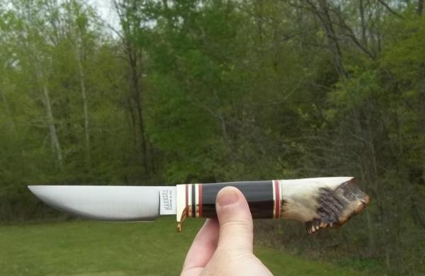 MARBLE'S SCAGEL PATTERN CUSTOM PLAINSMEN-BUFFALO HORN-CROWN STAG HANDLE-W/SHEATH-GORGEOUS KNIFE !!!