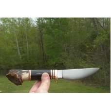 MARBLE'S SCAGEL PATTERN CUSTOM PLAINSMEN-BUFFALO HORN-CROWN STAG HANDLE-W/SHEATH-GORGEOUS KNIFE !!!