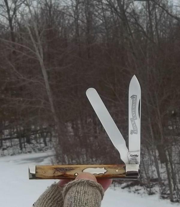 KINFOLKS PINNED STAG CASE FAMILY SERIES DOCTORS KNIFE - 1 of 100 -1997 - SPATULA-BLADE ETCH-NICE !!! KINFOLKS PINNED STAG CASE FAMILY SERIES DOCTORS KNIFE - 1 of 100 -1997 - SPATULA-BLADE ETCH-NICE !!!