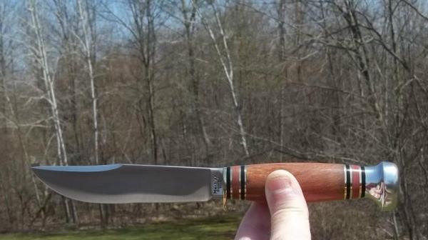 MARBLE'S TIGERWOOD / ALUMINUM - EXPERT- W/ SHEATH-3 LINE LOWER CASE STAMP-VINTAGE BLADE-SUPER NICE!