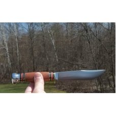  MARBLE'S TIGERWOOD / ALUMINUM - EXPERT- W/ SHEATH-3 LINE LOWER CASE STAMP-VINTAGE BLADE-SUPER NICE!