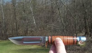 MARBLE'S IDEAL W/ STACKED LEATHER HANDLE- W/SHEATH- NIB-GLADSTONE MICH.  AN AMERICAN ICON -NICE !!! 