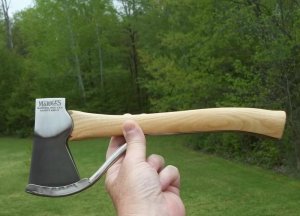  MARBLE'S # 4 GLADSTONE MICHIGAN SAFETY AXE W/ HICKORY HANDLE- # 4 HAWK - MICHIGAN MADE- SWEET !!!