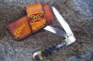 Handmade Leather Pocket Knife Case Sidewinder Med. No Snap # 17453