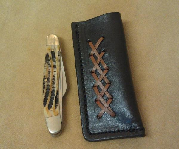 Custom Leather Pocket Knife Case - Upright - Open Top - 3 Custom Leather Pocket Knife Case - Upright - Open Top - 3