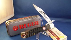 CASE XX STURM RUGER ~ BLACK BONE CHEETAH SWING GUARD KNIFE MINT NOS