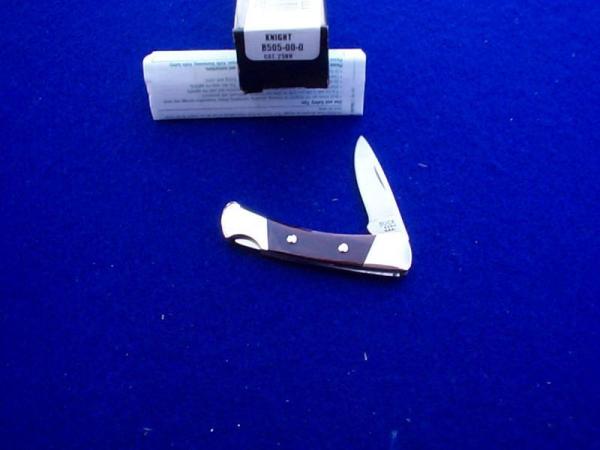 Buck 505 Knight ~ MADE IN USA ~ Small Lockback Knife w Wood Handles  NOS			