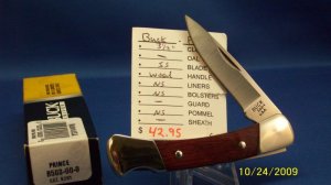 Buck 503-1 PRINCE ~ MADE IN USA ~ Med Lockback Knife w Wood Handles  NOS			