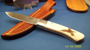 TOMMY LEE ~ PAST PRESIDENT ~ CUSTOM ~ GENUINE ELEPHANT IVORY ~ BOBBY BURDETTE SCRIMSHAWED KNIFE