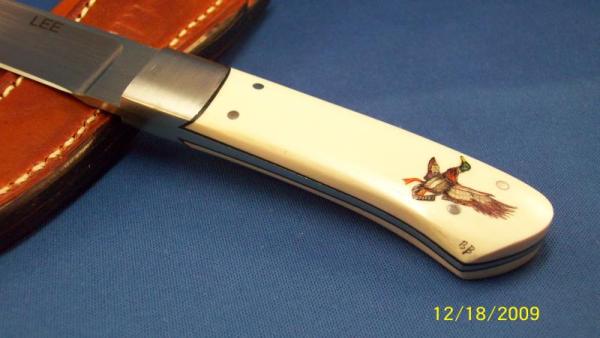 TOMMY LEE ~ PAST PRESIDENT ~ CUSTOM ~ GENUINE ELEPHANT IVORY ~ BOBBY BURDETTE SCRIMSHAWED KNIFE TOMMY LEE ~ PAST PRESIDENT ~ CUSTOM ~ GENUINE ELEPHANT IVORY ~ BOBBY BURDETTE SCRIMSHAWED KNIFE